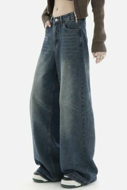 Vintage Blue Wash Baggy Boyfriend Jeans - Y2K Fashion Aesthetic for Women