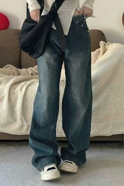 Vintage Blue Washed High Waist Boyfriend Jeans - Y2K Fashion Staple for Women's Coquette Aesthetic