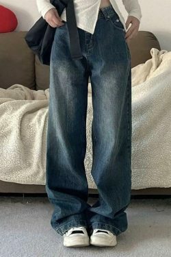 Vintage Blue Washed High Waist Boyfriend Jeans - Y2K Fashion Staple for Women's Coquette Aesthetic