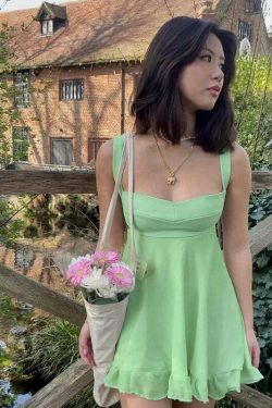 Vintage Botanical Bliss Ruffle Dress - Y2K Fashion with Coquette & Grunge Aesthetics