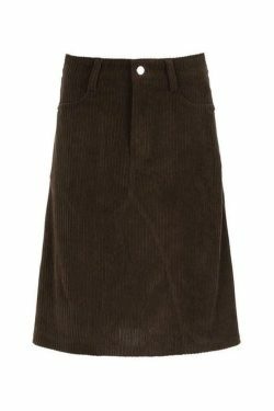 Vintage Brown Corduroy High Rise A-line Midi Skirt - Y2K Fashion Niche Women's Clothing