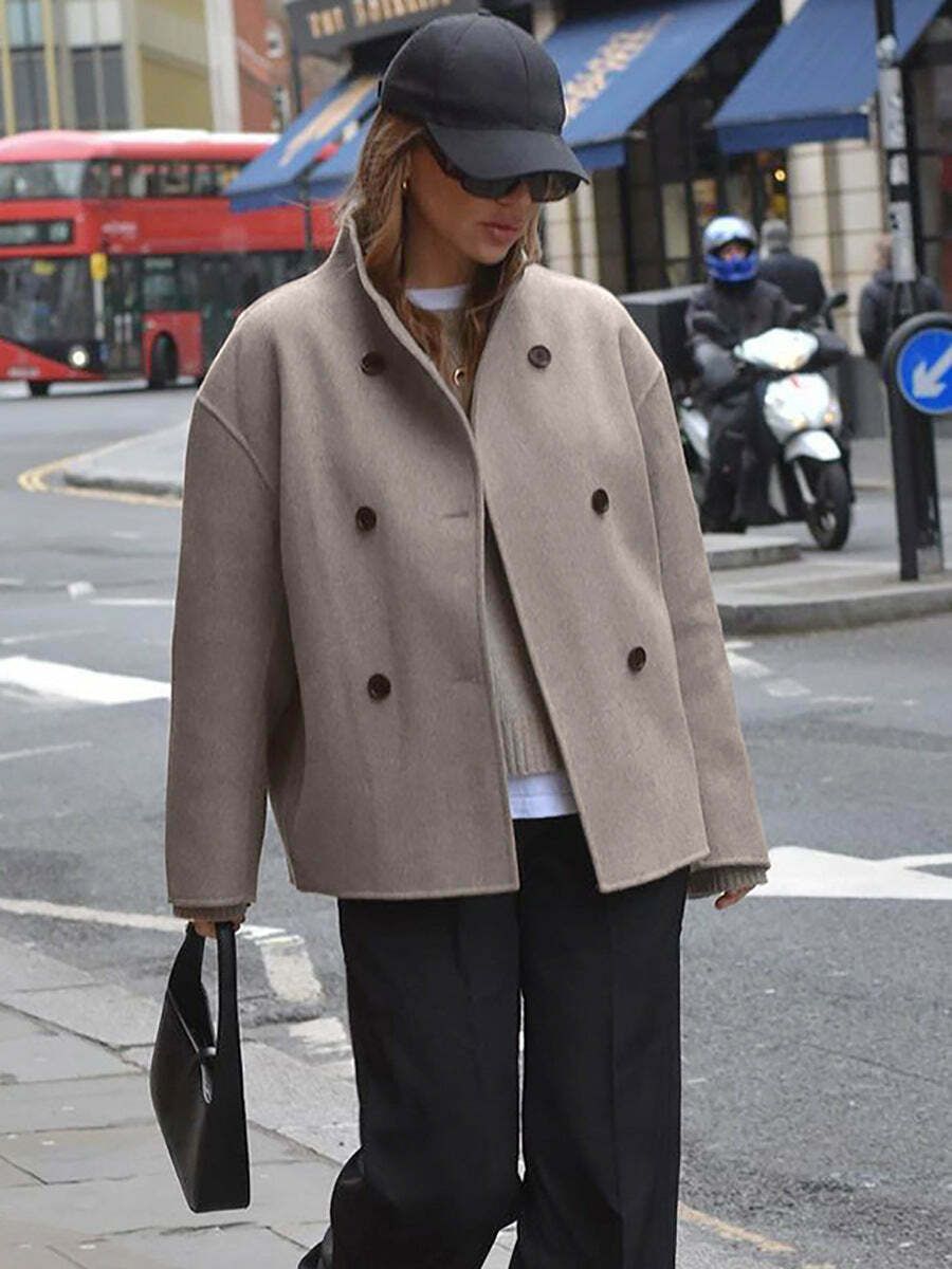 Vintage Brown French Style Woolen Jacket - Y2K Fashion Coquette Aesthetic Grunge Outfit