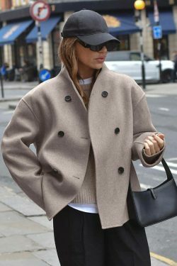 Vintage Brown French Style Woolen Jacket - Y2K Fashion Coquette Aesthetic Grunge Outfit