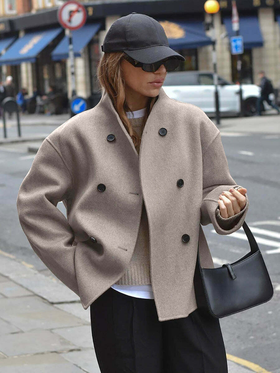 Vintage Brown French Style Woolen Jacket - Y2K Fashion Coquette Aesthetic Grunge Outfit