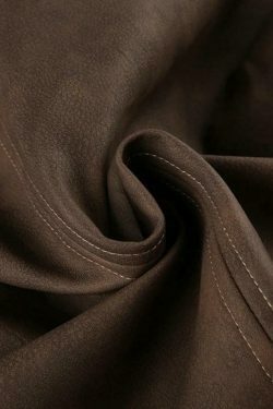 Vintage Brown Leather Maxi Skirt with Back Slit - Y2K Fashion Statement Piece