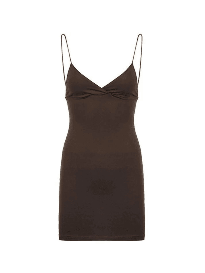 Vintage Brown Slip Mini Dress - Y2K Fashion Coquette Aesthetic Grunge Style - Retro Women's Clothing Vintage Brown Slip Mini Dress - Y2K Fashion Coquette Aesthetic Grunge Style - Retro Women's Clothing
