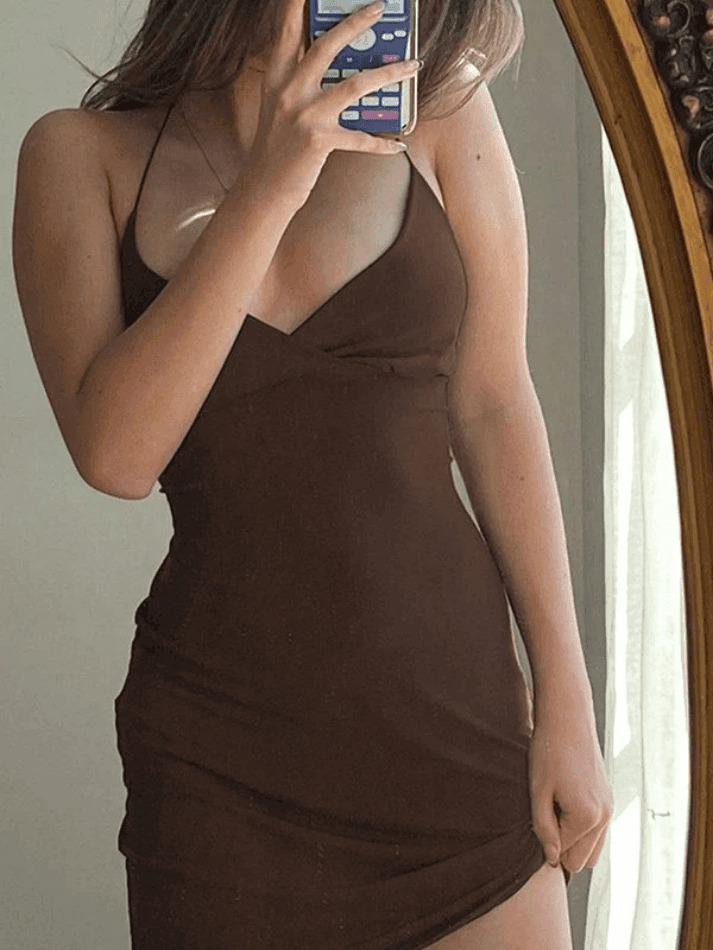 Vintage Brown Slip Mini Dress - Y2K Fashion Coquette Aesthetic Grunge Style - Retro Women's Clothing Vintage Brown Slip Mini Dress - Y2K Fashion Coquette Aesthetic Grunge Style - Retro Women's Clothing