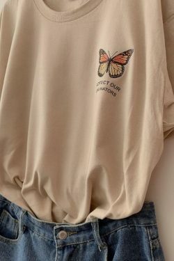 Vintage Butterfly Ruffle Tee - Y2K Fashion Aesthetic with Coquette and Grunge Vibes