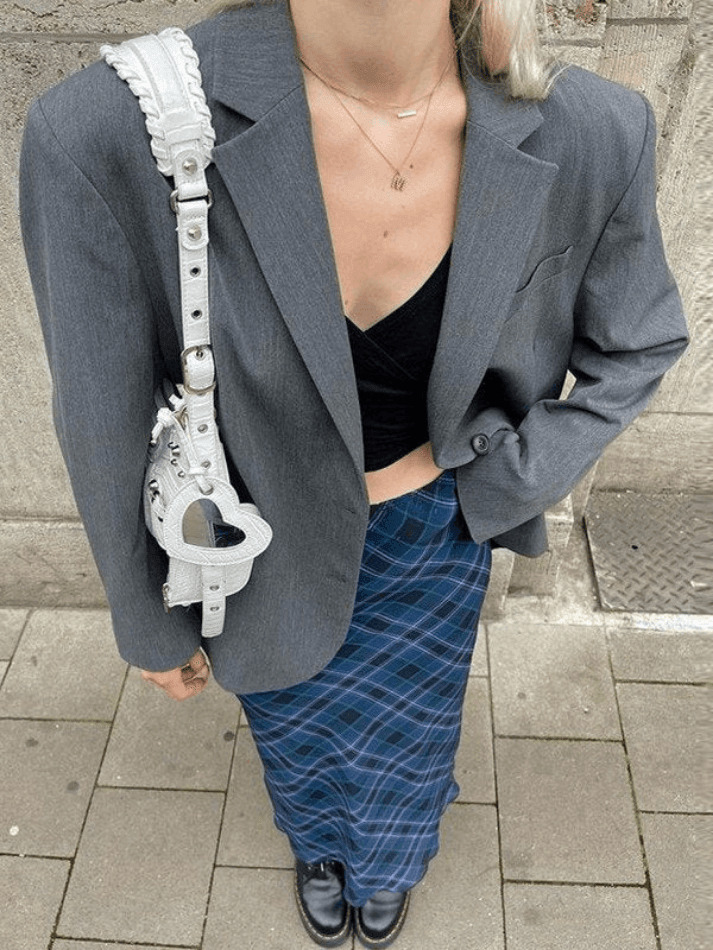 Vintage Checkered Maxi Skirt in Y2K Fashion Style for Coquette and Grunge Aesthetic Women Vintage Checkered Maxi Skirt in Y2K Fashion Style for Coquette and Grunge Aesthetic Women