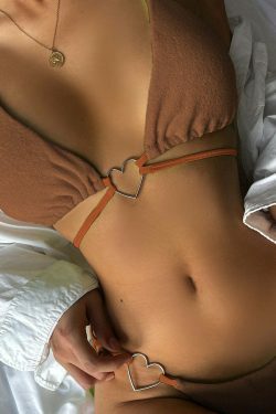 Vintage Checks Bikini Set with Knotted Detail - Y2K Fashion Swimwear for Women