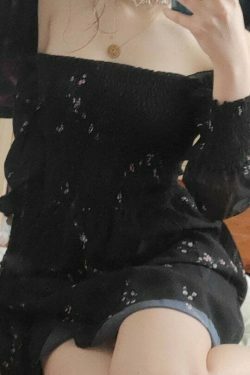 Vintage Chiffon Dress with Y2K Aesthetic and Coquette Style for Women's Fashion