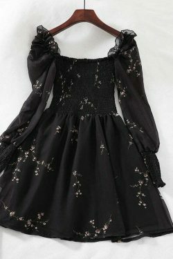 Vintage Chiffon Dress with Y2K Aesthetic and Coquette Style for Women's Fashion