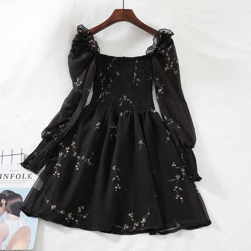 Vintage Chiffon Dress with Y2K Aesthetic and Coquette Style for Women's Fashion Vintage Chiffon Dress with Y2K Aesthetic and Coquette Style for Women's Fashion