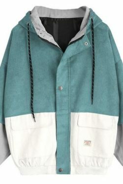 Vintage Corduroy Hooded Jacket - Y2K Aesthetic Outerwear for Women, Coquette Style Grunge Fashion