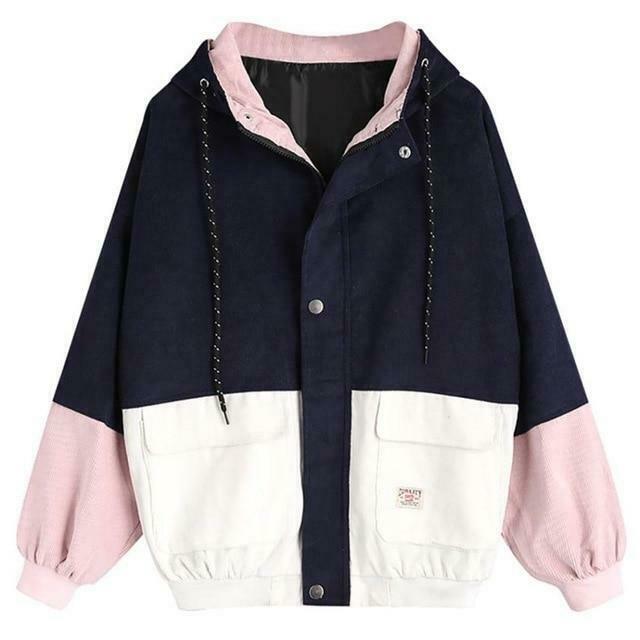 Vintage Corduroy Hooded Jacket - Y2K Aesthetic Outerwear for Women, Coquette Style Grunge Fashion
