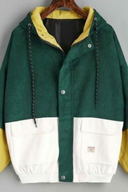 Vintage Corduroy Hooded Jacket - Y2K Aesthetic Outerwear for Women, Coquette Style Grunge Fashion
