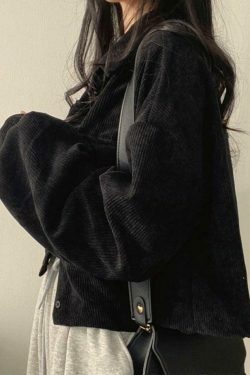 Vintage Corduroy Lapel Neck Button Blouse - Y2K Fashion Staple for Coquette & Grunge