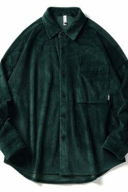 Vintage Corduroy Shirt - Y2K Aesthetic Top for Women - Coquette Grunge Outfit