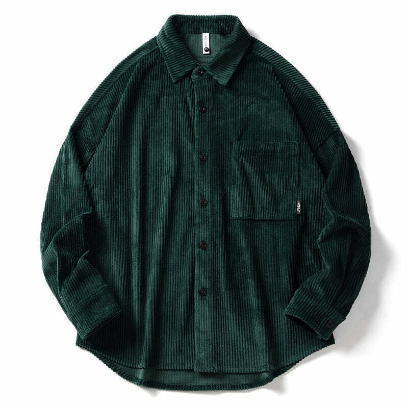 Vintage Corduroy Shirt - Y2K Aesthetic Top for Women - Coquette Grunge Outfit