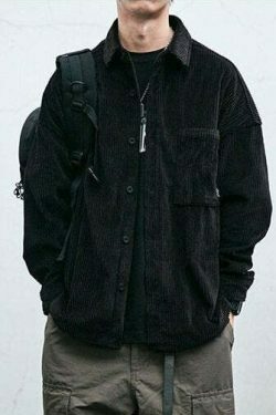 Vintage Corduroy Shirt - Y2K Aesthetic Top for Women - Coquette Grunge Outfit