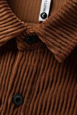 Vintage Corduroy Shirt - Y2K Aesthetic Top for Women - Coquette Grunge Outfit