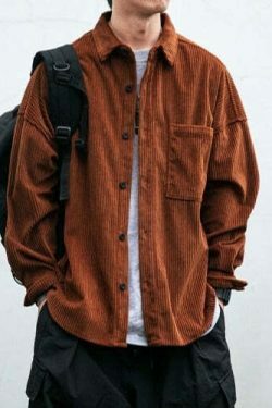 Vintage Corduroy Shirt - Y2K Aesthetic Top for Women - Coquette Grunge Outfit