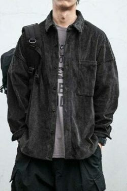 Vintage Corduroy Shirt - Y2K Aesthetic Top for Women - Coquette Grunge Outfit