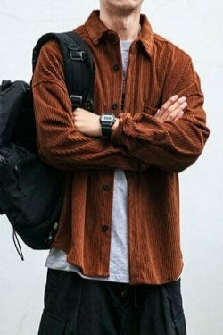 Vintage Corduroy Shirt - Y2K Aesthetic Top for Women - Coquette Grunge Outfit