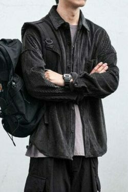 Vintage Corduroy Shirt - Y2K Aesthetic Top for Women - Coquette Grunge Outfit