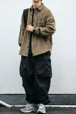 Vintage Corduroy Shirt - Y2K Aesthetic Top for Women - Coquette Grunge Outfit