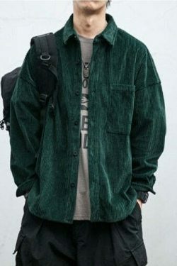 Vintage Corduroy Shirt - Y2K Aesthetic Top for Women - Coquette Grunge Outfit