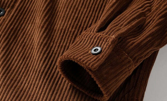 Vintage Corduroy Shirt - Y2K Aesthetic Top for Women - Coquette Grunge Outfit