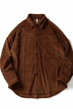 Vintage Corduroy Shirt - Y2K Aesthetic Top for Women - Coquette Grunge Outfit