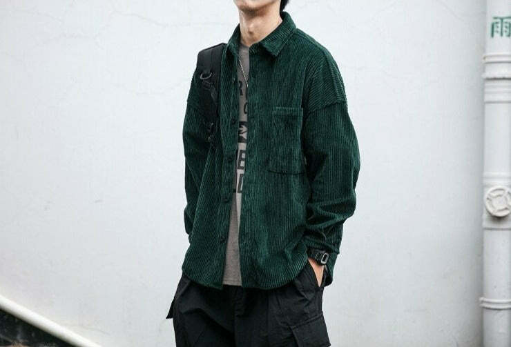 Vintage Corduroy Shirt - Y2K Aesthetic Top for Women - Coquette Grunge Outfit