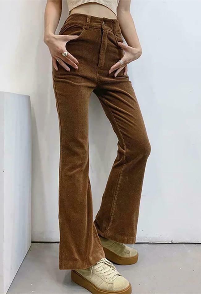 Vintage Corduroy Straight Leg Pants - Y2K Fashion Coquette Aesthetic Grunge Style