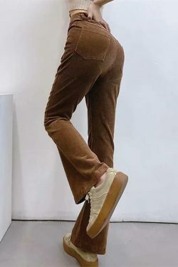 Vintage Corduroy Straight Leg Pants - Y2K Fashion Coquette Aesthetic Grunge Style