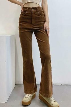 Vintage Corduroy Straight Leg Pants - Y2K Fashion Coquette Aesthetic Grunge Style