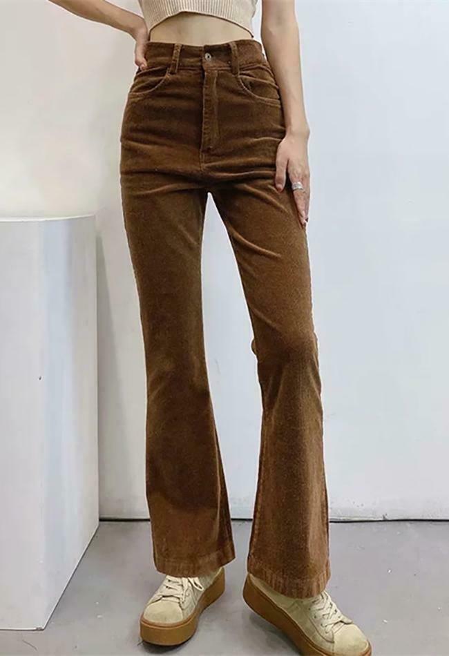 Vintage Corduroy Straight Leg Pants - Y2K Fashion Coquette Aesthetic Grunge Style