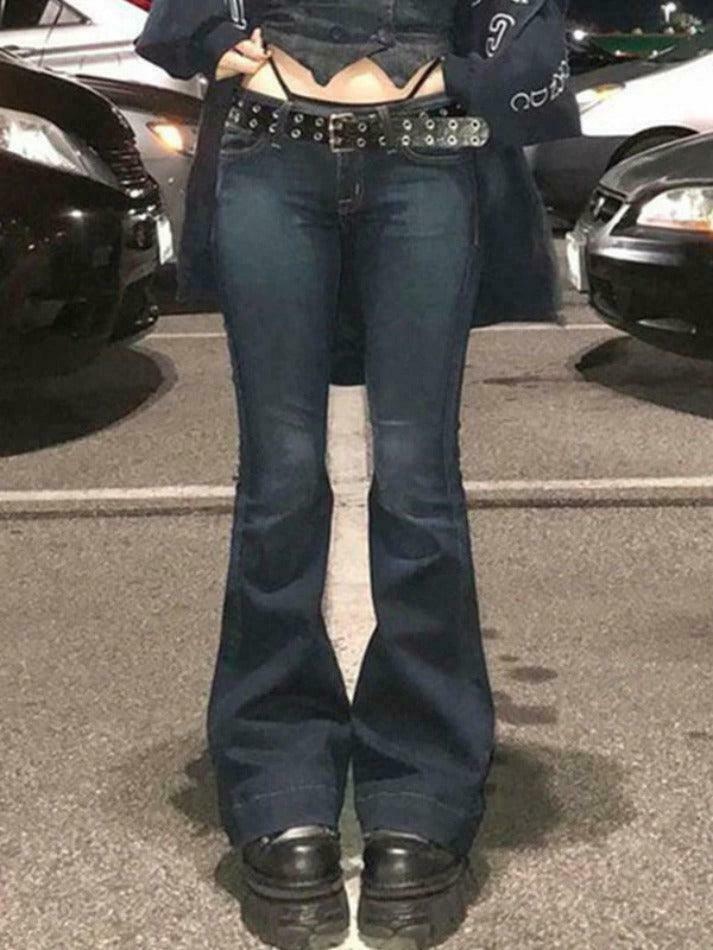 Vintage Cross Rhinestone Print Flare Jeans - Y2K Fashion Statement Piece with Unique Aesthetic Vintage Cross Rhinestone Print Flare Jeans - Y2K Fashion Statement Piece with Unique Aesthetic