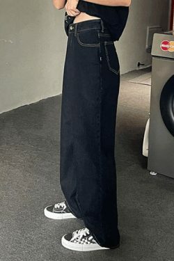 Vintage Dark Wash Boyfriend Jeans - Y2K Fashion Staple for Women's Coquette Aesthetic Outfits