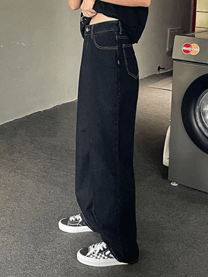 Vintage Dark Wash Boyfriend Jeans - Y2K Fashion Staple for Women's Coquette Aesthetic Outfits