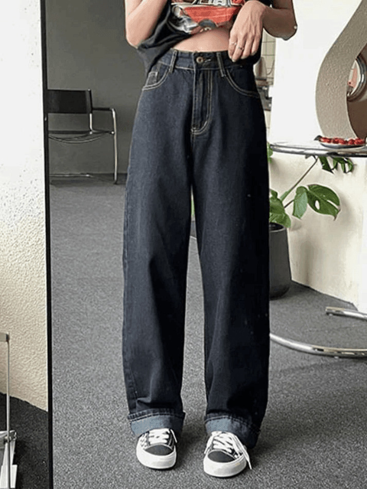 Vintage Dark Wash Boyfriend Jeans - Y2K Fashion Staple for Women's Coquette Aesthetic Outfits