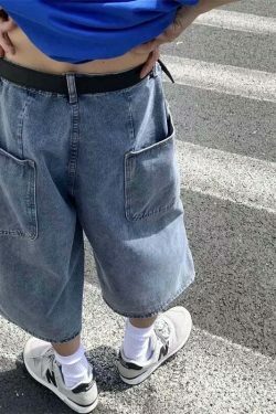 Vintage Denim Jorts: Y2K Aesthetic Cargo Skirt - Grunge & Coquette