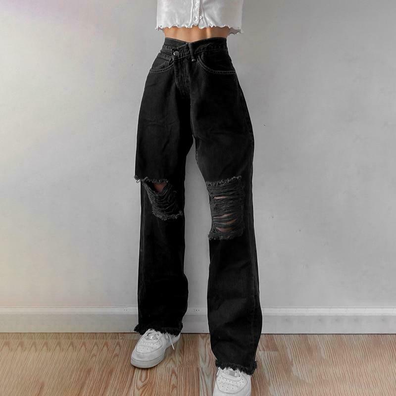 Vintage Distressed High Waisted Jeans - Y2K Fashion with Grunge Aesthetic and Coquette Style Vintage Distressed High Waisted Jeans - Y2K Fashion with Grunge Aesthetic and Coquette Style