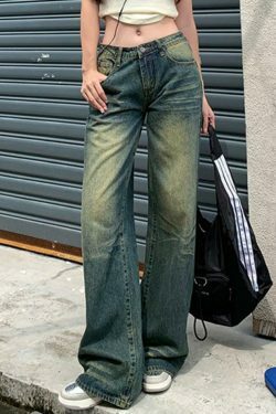 Vintage Distressed Low Waist Boyfriend Jeans: Y2K Fashion with Grunge Aesthetic and Coquette Style