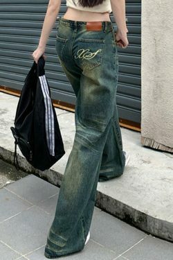 Vintage Distressed Low Waist Boyfriend Jeans: Y2K Fashion with Grunge Aesthetic and Coquette Style