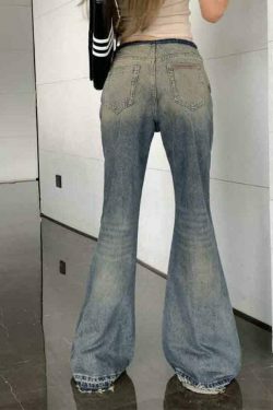 Vintage Distressed Low Waist Flare Boyfriend Jeans - Y2K Fashion Aesthetic