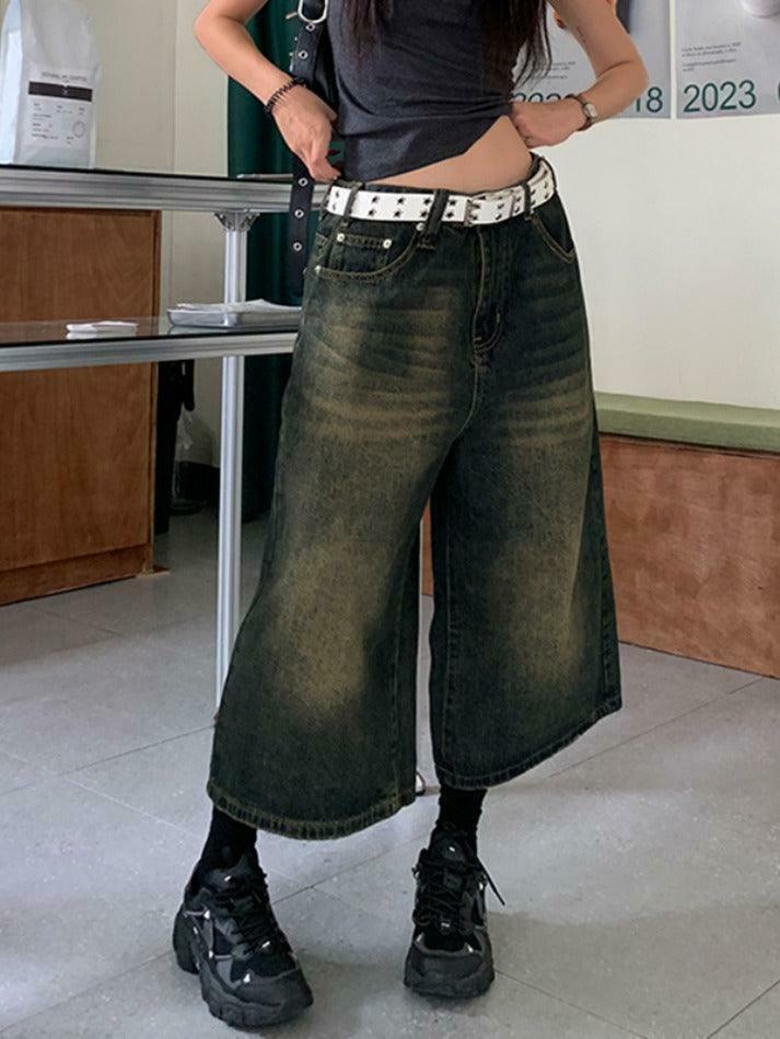 Vintage Distressed Wide Leg Denim Shorts - Y2K Fashion Statement Piece for Women Vintage Distressed Wide Leg Denim Shorts - Y2K Fashion Statement Piece for Women