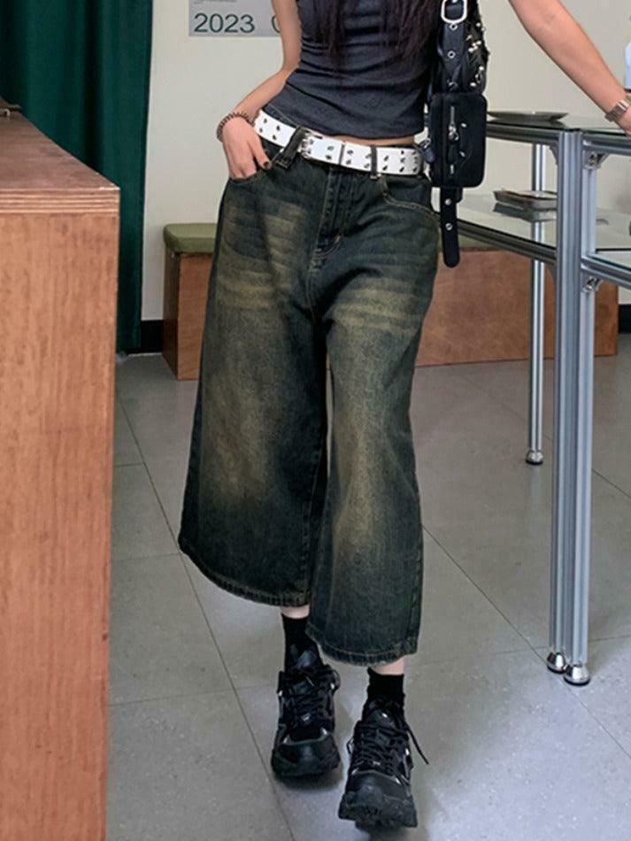 Vintage Distressed Wide Leg Denim Shorts - Y2K Fashion Statement Piece for Women Vintage Distressed Wide Leg Denim Shorts - Y2K Fashion Statement Piece for Women