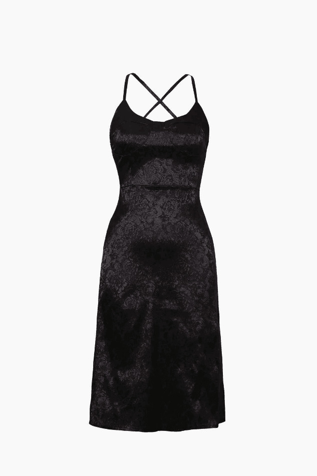 Vintage Dobby Satin Midi Dress - Y2K Aesthetic Fashion for Women - Coquette Style Outfit